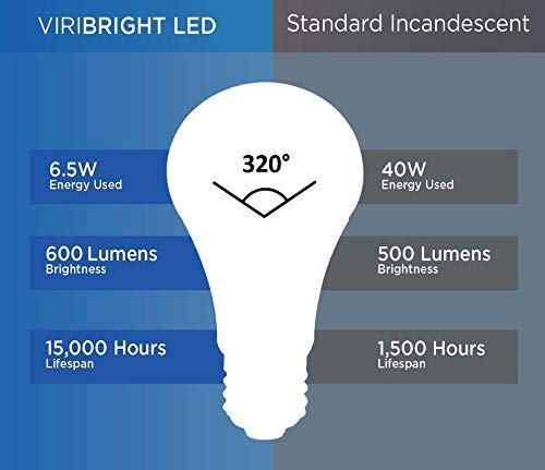 Comparison of VIRIBRIGHT LED and a Standard Incandescent