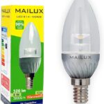 MAILUX CAF11042 LED Energiesparlampe Kerze E14 4 Watt klar 320 lm 130° warmweiss 2700 K ersetzt ca. 30 Watt 1er Pack